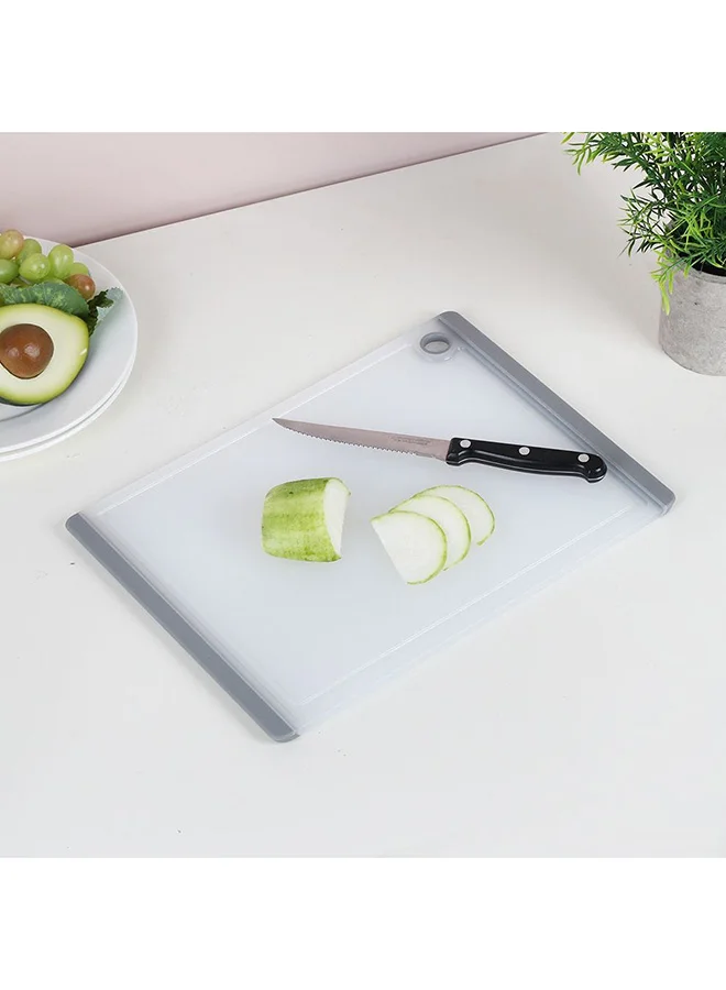 DANUBE HOME Loretta Semi-Transparent Cutting Board Pp plus Tpr Heavy Duty Chopping Board Best For Food Preparation For Kitchen & Dining Room L38Xw26.5Xh0.7Cm - White