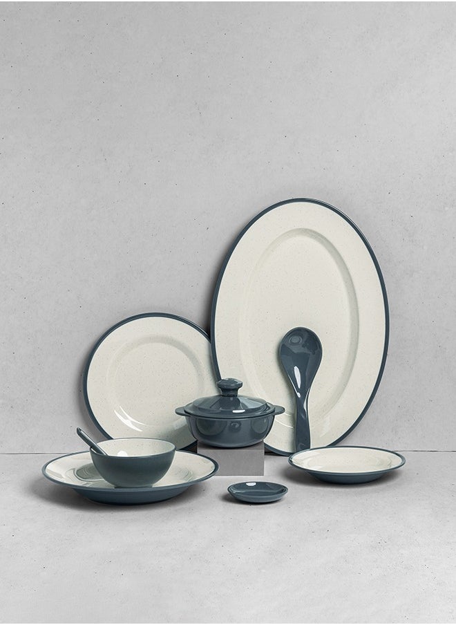 Generic Premium Melamine Dinner Set 40 Pieces Service For 6 With Colored Edges Microwave And Dishwasher Safe | Melamine Plates Set | Healthy Melamine Dinner Multicolor ‎35 x 25 x 30 cm  - Image 1