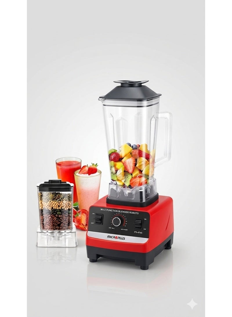 مايكروبلس خلاط ومطحنة ميكرو بلس 2 في 1 بقدرة 5500 واط، شفرات ستانلس ستيل، مثالي للثلج والحبوب - أحمر/أسو - Image 2