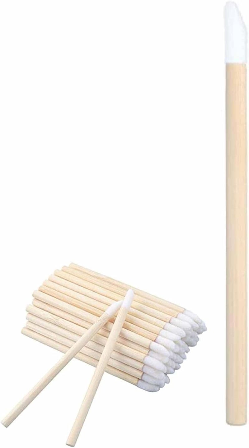 50PCS Disposable Lip Brushes with Wooden Handle Makeup Lipstick Applicators Lip Gloss Wand Brushes for Lip Extension Application