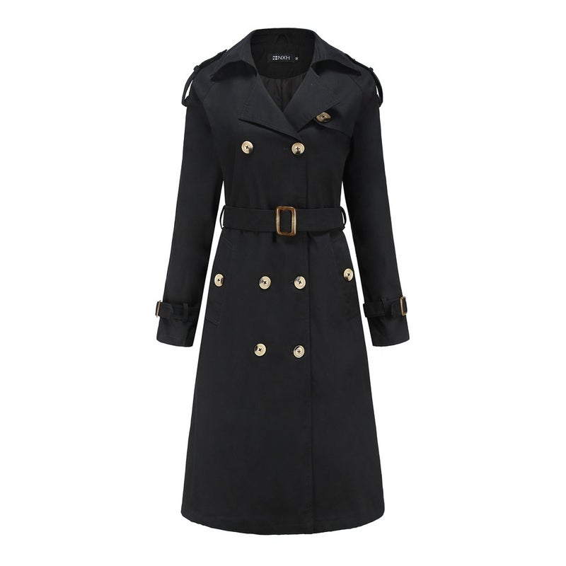 Windbreaker Coat Womens Mid-length Spring and Autumn Womens All-match Design Sense Tight Waist Slimming Suit Long Jacket High Sense Khaki  - Image 2