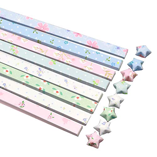 GSHLLO 400 Sheets Cute Floral Origami Stars Paper Folding Strips Package DIY Paper - Image 1