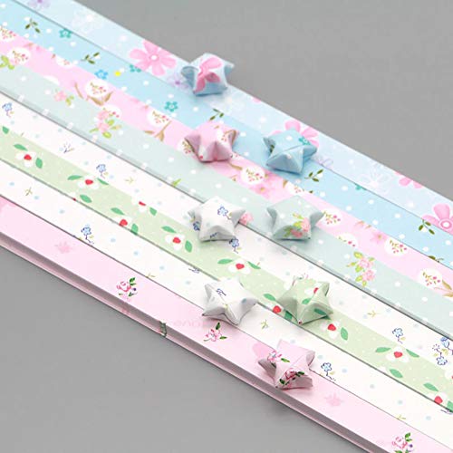GSHLLO 400 Sheets Cute Floral Origami Stars Paper Folding Strips Package DIY Paper - Image 3