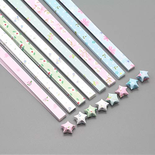 GSHLLO 400 Sheets Cute Floral Origami Stars Paper Folding Strips Package DIY Paper - Image 2