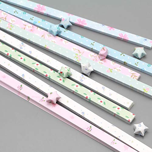 GSHLLO 400 Sheets Cute Floral Origami Stars Paper Folding Strips Package DIY Paper - Image 4