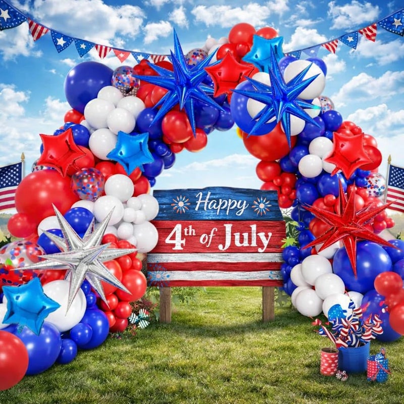 Zaycca 162PCS Red White and Blue Balloon Arch Kit 4th of July Balloon Garland with Blue Star Balloons Reusable Party Balloons for Birthday Graduation Wedding Celebration Decorations - Image 3