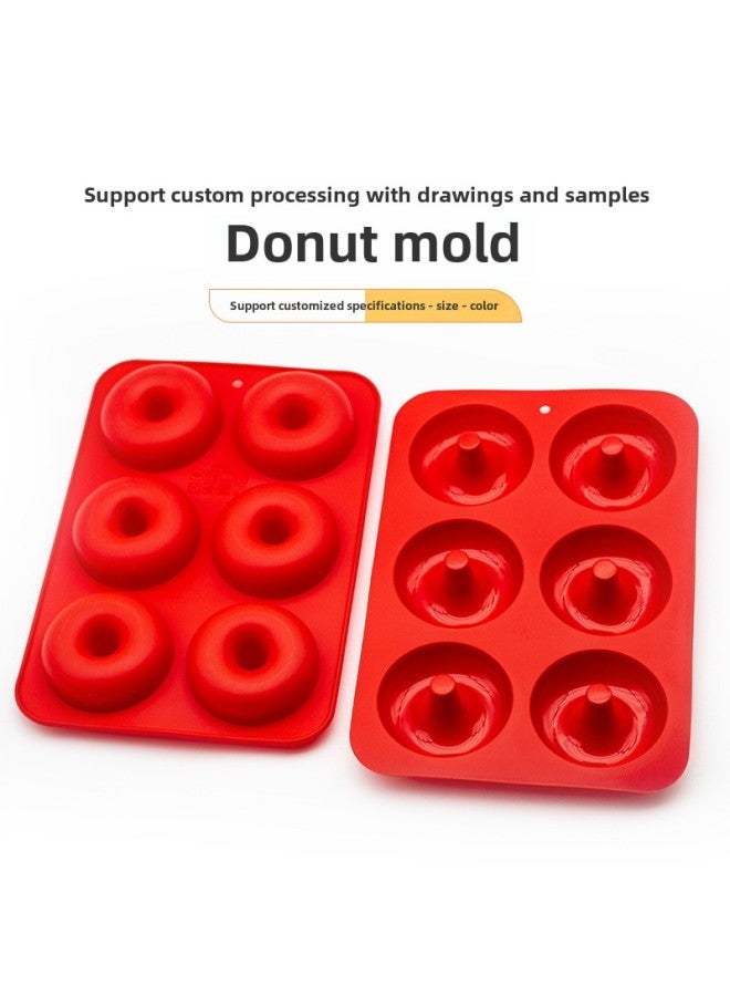 OEM Custom Silicone Macaron Biscuit Mold Kitchen Baking 6 Lo Donut Cake Mold High Temperature Resistant Baking Tray-Specifications:260*180mm  - Image 2
