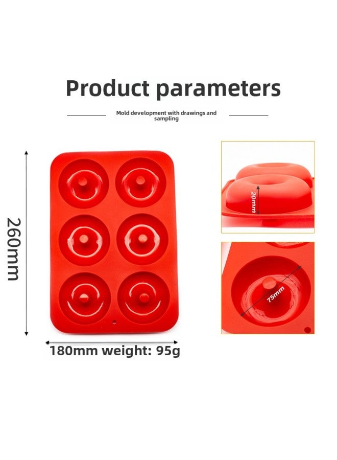 OEM Custom Silicone Macaron Biscuit Mold Kitchen Baking 6 Lo Donut Cake Mold High Temperature Resistant Baking Tray-Specifications:260*180mm  - Image 5