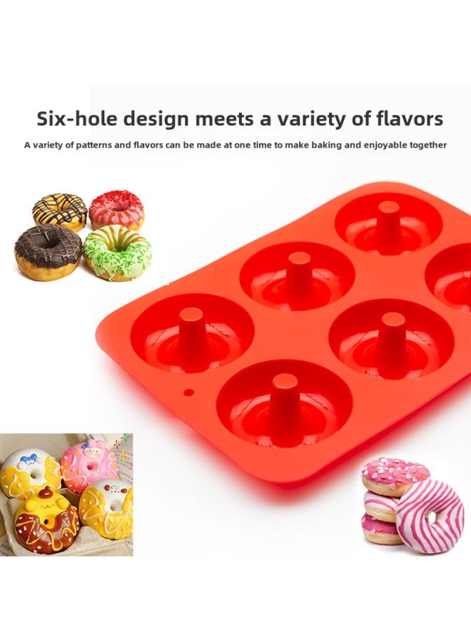 OEM Custom Silicone Macaron Biscuit Mold Kitchen Baking 6 Lo Donut Cake Mold High Temperature Resistant Baking Tray-Specifications:260*180mm  - Image 3