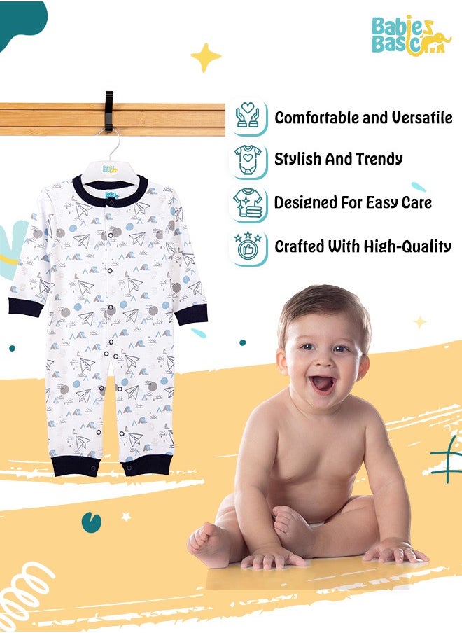 Babies Basic 100% Cotton Printed Long Sleeves Jumpsuit/Romper/Sleepsuit For Babies  - Image 3