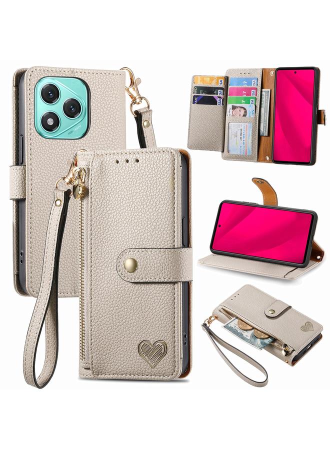 S-TOP Case For Honor 400 Lite Love Zipper Lanyard Leather Phone Case - Image 1