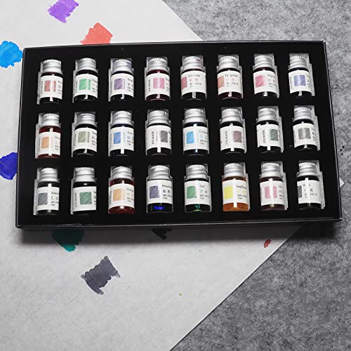 AOKUY 24 Colors Calligraphy Ink Set, Colorful Dip Pen Ink With Gold Powder for Drawing and Writing Art, Gift Box Included - Image 3