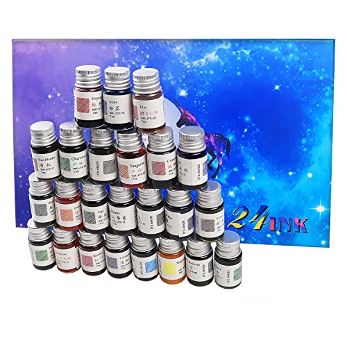 AOKUY 24 Colors Calligraphy Ink Set, Colorful Dip Pen Ink With Gold Powder for Drawing and Writing Art, Gift Box Included - Image 2
