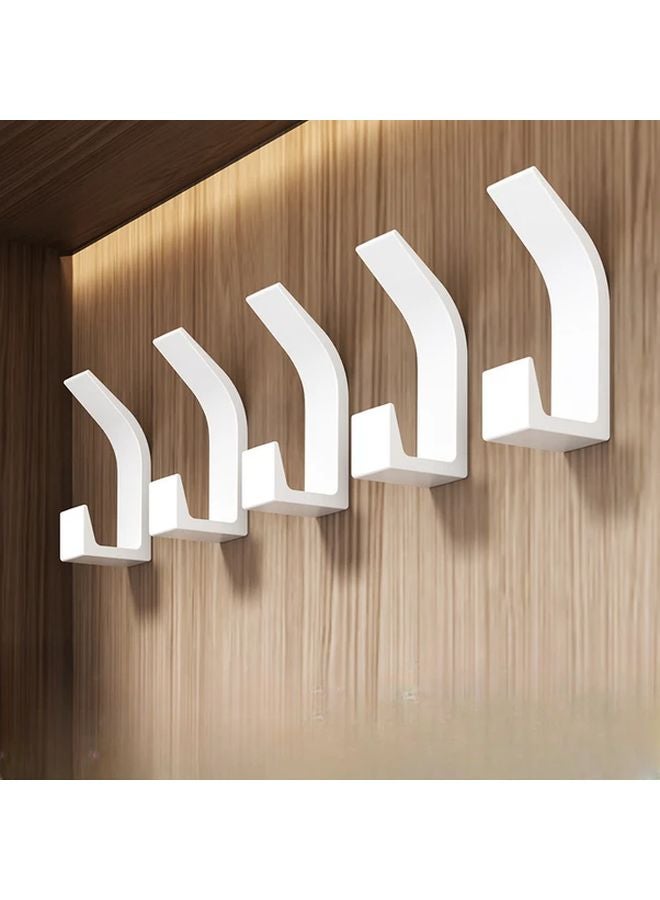 White Heavy Duty No Drill Adhesive Hooks 2pcs Damage Free Bathroom Kitchen Organizer - Image 3
