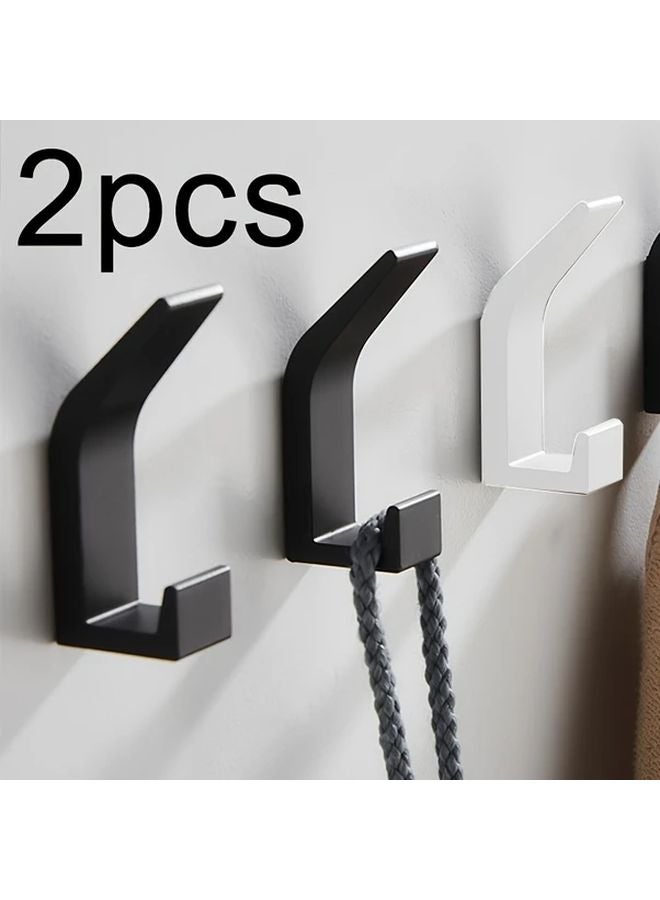 White Heavy Duty No Drill Adhesive Hooks 2pcs Damage Free Bathroom Kitchen Organizer - Image 2