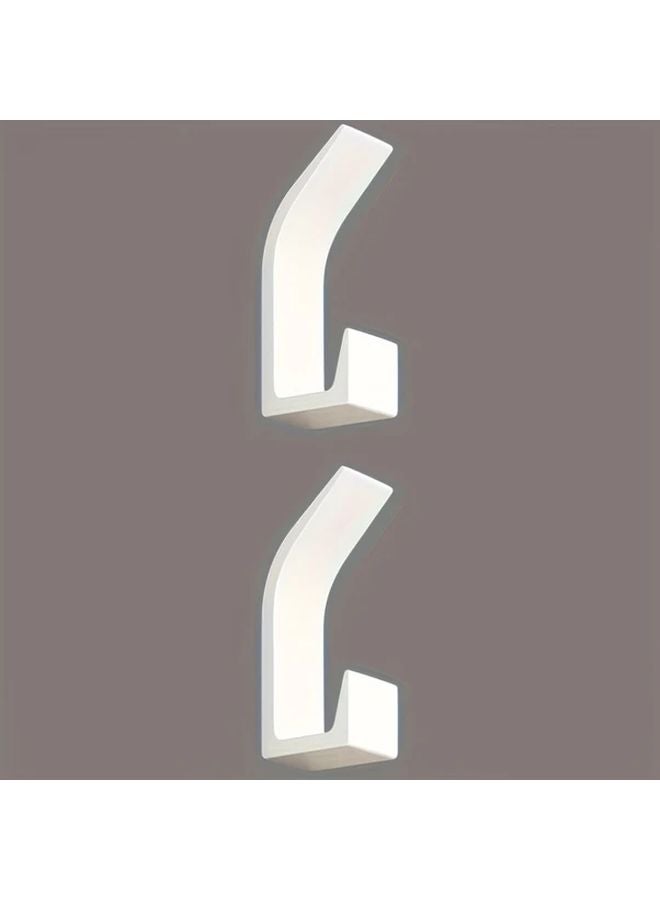 White Heavy Duty No Drill Adhesive Hooks 2pcs Damage Free Bathroom Kitchen Organizer - Image 1