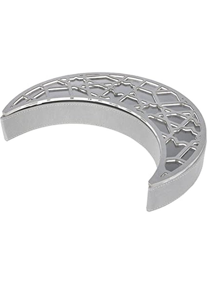 Lamsit Ibdaa - Leather Crescent Box Ramadan Display Box Ramadan Décor Gift Showcase for Dates Collectibles Jewelries Grey - Image 1