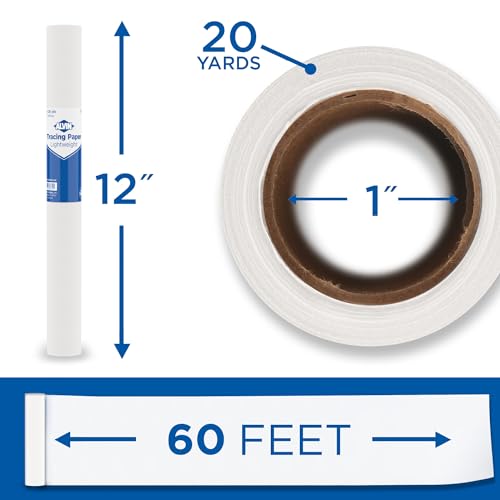 ALVIN 55W-A Lightweight Tracing Paper Roll, White, Suitable with Ink, Charcoal, Felt Tip Pen, for Sketching or Detailing - 12 Inches, 20 Yards, 1-inch Core - Image 2