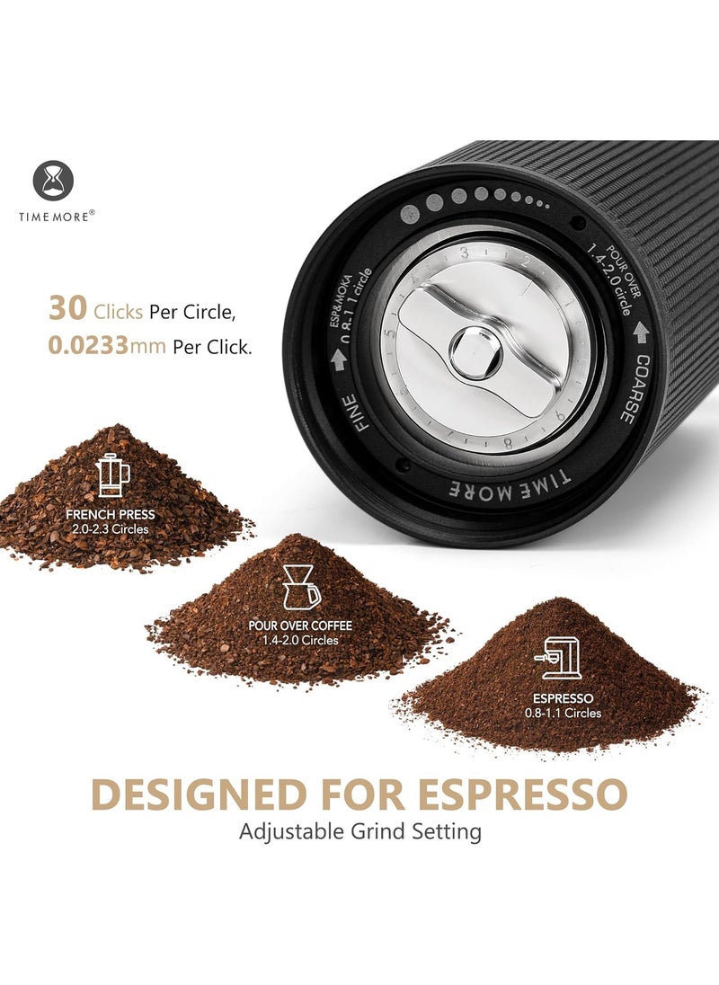 TIMEMORE - Chestnut C3 ESP Hand Coffee Grinder, Manual Coffee Hand Grinder Capacity 25g with CNC Stainless Steel Conical Burr, Internal Adjustable Setting, Double Bearing Positioning for Travel, Camping (Black) - Image 1