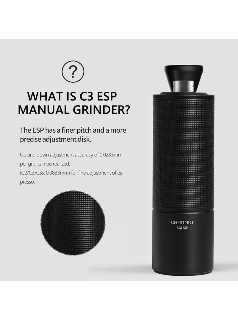TIMEMORE - Chestnut C3 ESP Hand Coffee Grinder, Manual Coffee Hand Grinder Capacity 25g with CNC Stainless Steel Conical Burr, Internal Adjustable Setting, Double Bearing Positioning for Travel, Camping (Black) - Image 1