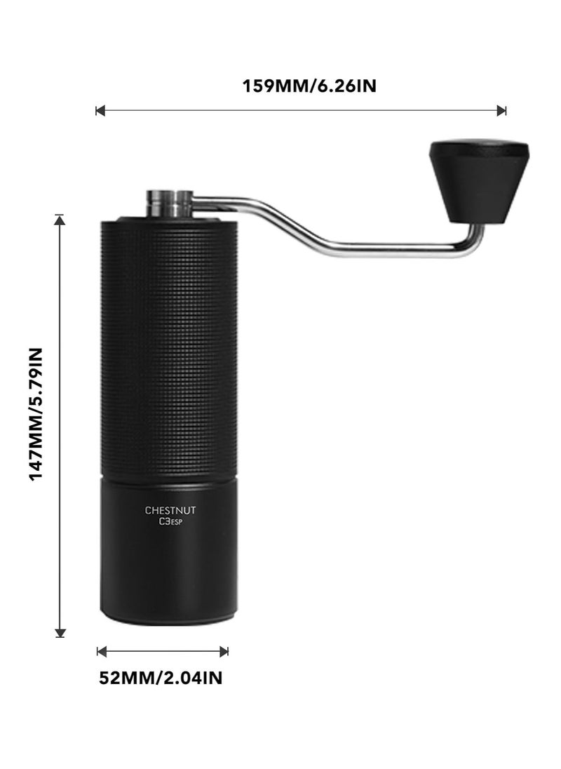 TIMEMORE - Chestnut C3 ESP Hand Coffee Grinder, Manual Coffee Hand Grinder Capacity 25g with CNC Stainless Steel Conical Burr, Internal Adjustable Setting, Double Bearing Positioning for Travel, Camping (Black) - Image 1