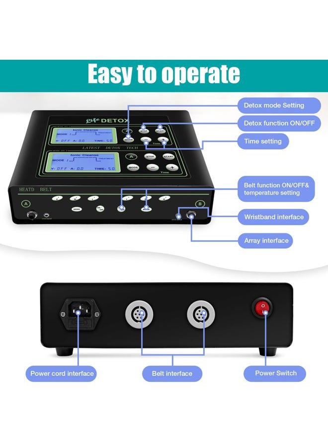 VnioLife جهاز إزالة السموم من القدمين بنظام الأيونات المزدوجة، مجموعة سبا القدمين مع 2 مصفاة، حزام خصر مدفأ | 5 أوضاع إزالة سموم، ضبط الوقت - Image 2