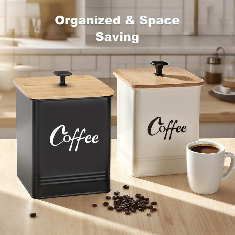 LUKMILEE Airtight Coffee Canister-Coffee Container, Airtight 40 oz Large Iron Black Storage Container for Coffee Grounds, Beans, Pods & More,Coffee Bar Accessories & Gifts - Image 4
