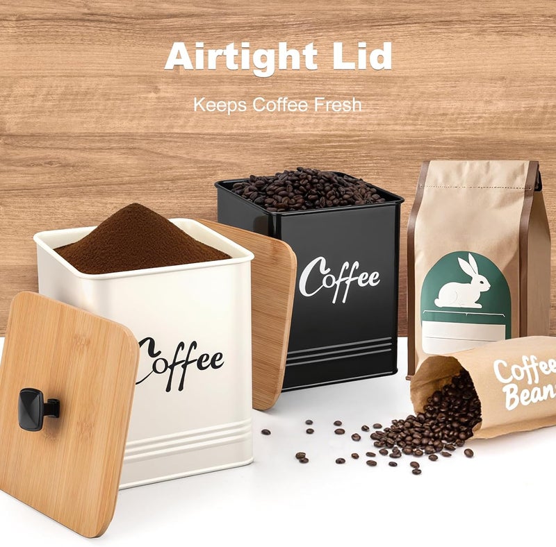 LUKMILEE Airtight Coffee Canister-Coffee Container, Airtight 40 oz Large Iron Black Storage Container for Coffee Grounds, Beans, Pods & More,Coffee Bar Accessories & Gifts - Image 5