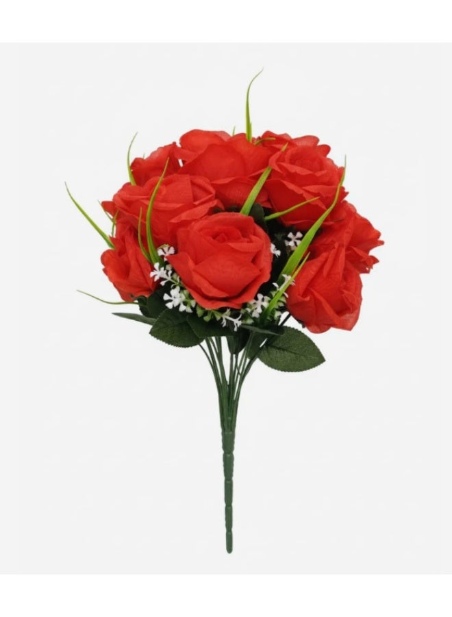AKDC Deluxe Velvet Touch Artificial Red Rose Branch – Realistic Silk Petals with Sturdy Plastic Stem – 44 cm Floral Decoration - Image 2