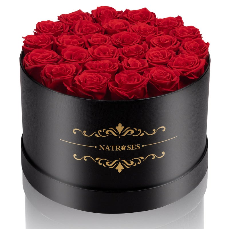 NATROSES 27 Piece Forever Preserved Roses in a Box Preserved Flowers for Delivery Birthday Flowers Gifts for Mothers Day Red
