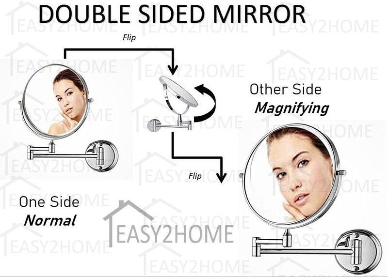 EASY2HOME® Magnifying Shaving Makeup Mirror | Stainless Steel | Makeup Mirror| Shaving Mirror| Mirror for bathroom/hotel/vanity room (Silver, 8 Inch (ROD TYPE) - Image 2