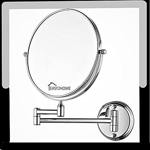 EASY2HOME® Magnifying Shaving Makeup Mirror | Stainless Steel | Makeup Mirror| Shaving Mirror| Mirror for bathroom/hotel/vanity room (Silver, 8 Inch (ROD TYPE) - Image 1