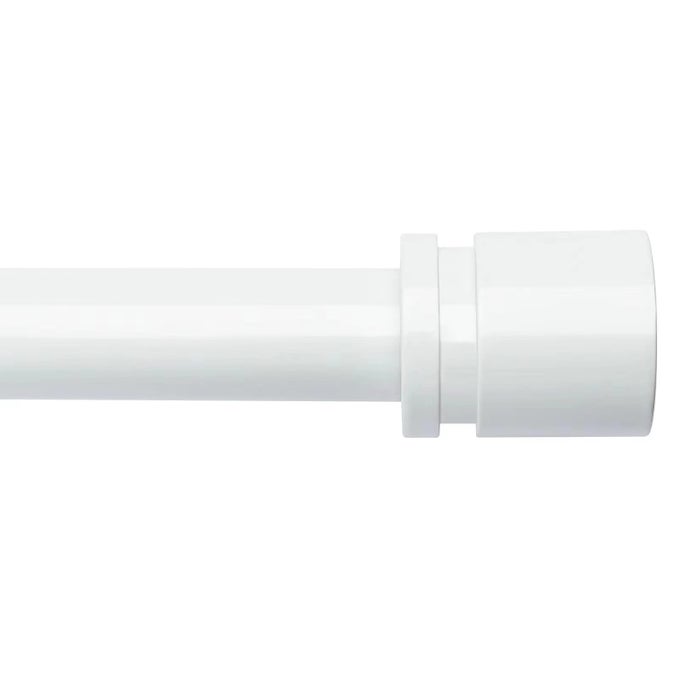 CURTAIN RODS FOR WINDOWS 16 TO 48 OR 60 INCHES MAX ADJUSTABLE LENGTH 1 INCH DIAMETER WINDOW CURTAIN ROD WITH ALUMINIUM END CAP WHITE