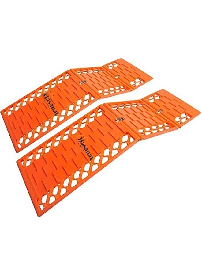 HASANAT ESSENTIALS Hasanat Essentials 2 PCs 60cm x 18cm Anti-Skid Desert Sand Recovery Tracks Self Help Traction Aid Mat Tow Tracks Tyre Pulling Grip Foldable Car SUV 4X4 Escape Recovery Mat  - Image 1