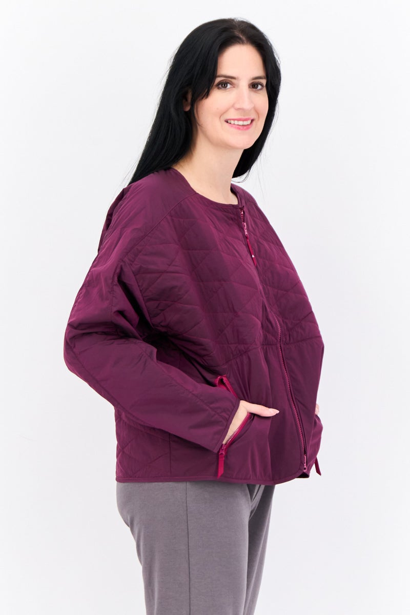 Adidas جاكيت رياضي نسائي بأكمام طويلة مناسب للخارج، بنفسجي - Image 2