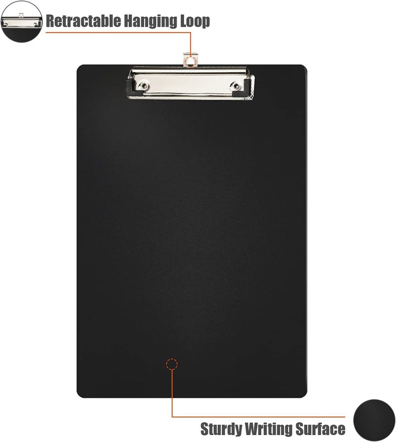 KASTWAVE Writing Pad A4 Plastic File Data Clip, Multifunction Clipboard With Thin Clip For Office, School, Restaurant Menu - Black Stationery (6 Pieces) - Image 2