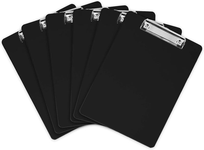 KASTWAVE Writing Pad A4 Plastic File Data Clip, Multifunction Clipboard With Thin Clip For Office, School, Restaurant Menu - Black Stationery (6 Pieces) - Image 1