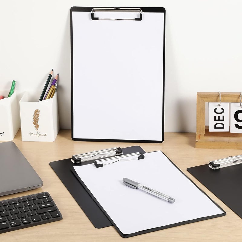 KASTWAVE Writing Pad A4 Plastic File Data Clip, Multifunction Clipboard With Thin Clip For Office, School, Restaurant Menu - Black Stationery (6 Pieces) - Image 3
