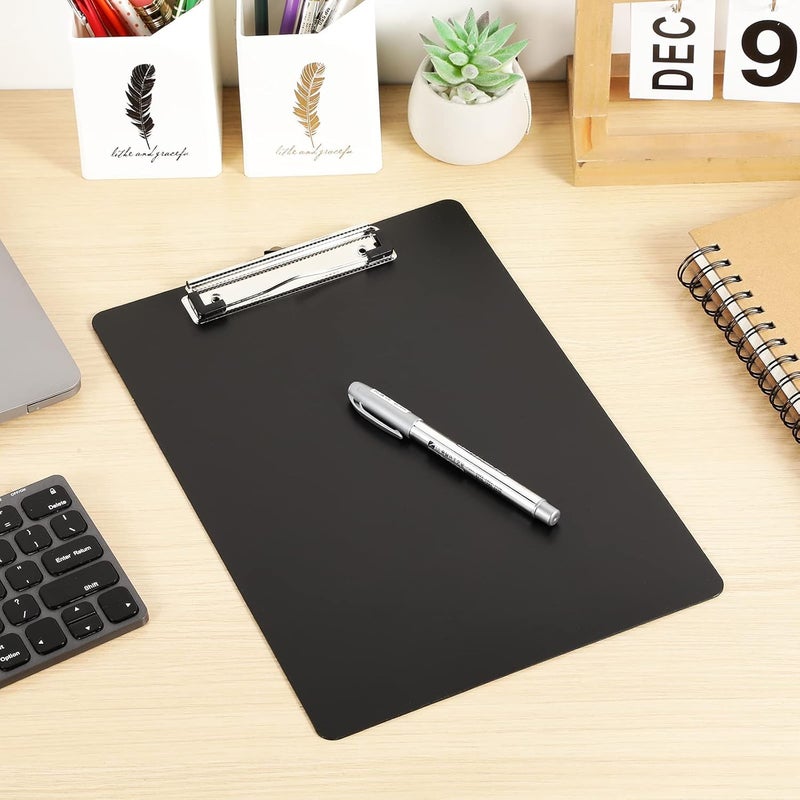 KASTWAVE Writing Pad A4 Plastic File Data Clip, Multifunction Clipboard With Thin Clip For Office, School, Restaurant Menu - Black Stationery (6 Pieces) - Image 5