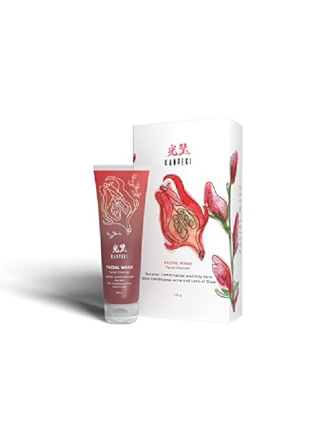 KANPEKI Facial Wash | Facial Cleanser | Reduces Acne & Provides Bright Skin| Contains Basil Mint & Lemon | Japanese Skin Care Product | Suitable for Normal Combination Oily Skin | 120g - Image 2
