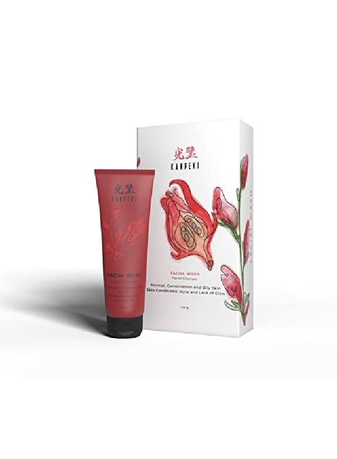 KANPEKI Facial Wash | Facial Cleanser | Reduces Acne & Provides Bright Skin| Contains Basil Mint & Lemon | Japanese Skin Care Product | Suitable for Normal Combination Oily Skin | 120g - Image 1