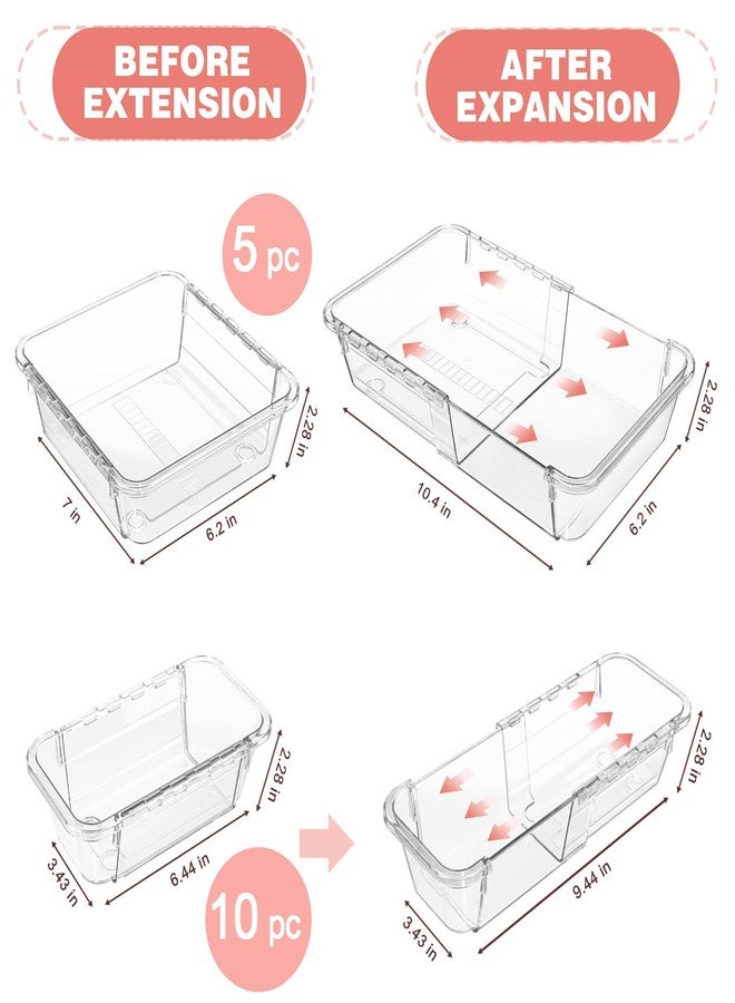 Hiitytin 15 Pcs Clear Drawer Organizer, Adjustable Vanity Drawer Storage Box,2-Size Desk Drawer Organizer,Acrylic Storage Bins for Makeup,Cosmetic,Jewelry - Image 2