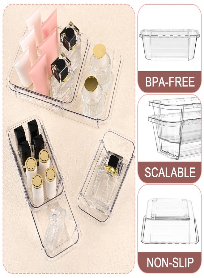 Hiitytin 15 Pcs Clear Drawer Organizer, Adjustable Vanity Drawer Storage Box,2-Size Desk Drawer Organizer,Acrylic Storage Bins for Makeup,Cosmetic,Jewelry - Image 4