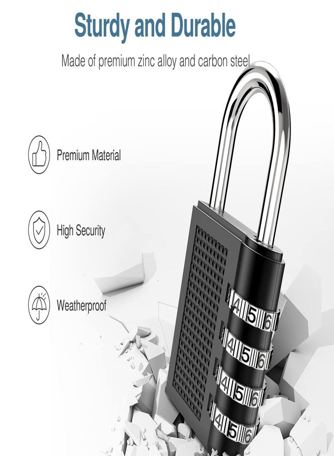Puroma 2 Pack Combination Locks Outdoor Waterproof Padlock for School Gym Locker Outdoor Fence Hasp Cabinet Toolbox Locker (Black) - Image 3