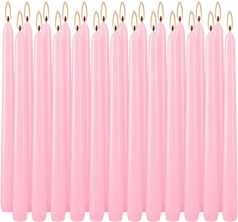 Grcdoyvl 24-Pack 10 Inch Pink Taper Candles Unscented Dripless Candlesticks, Long Burning Decorative Tapers for Wedding Centerpieces, Valentine's Day, Romantic Dinner, Bridal Shower, Birthday Party, Home Decor - Image 4