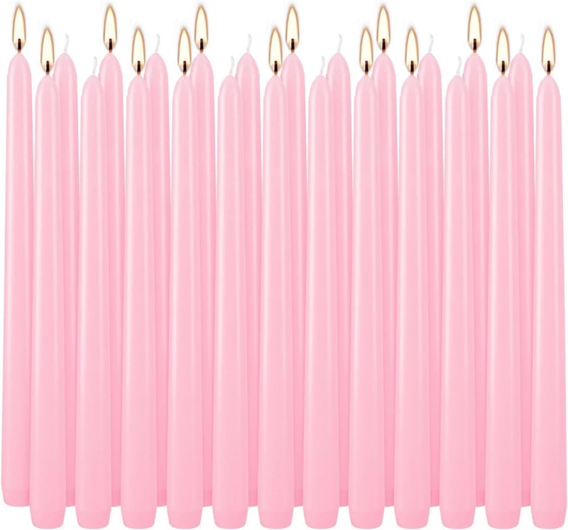 Grcdoyvl 24-Pack 10 Inch Pink Taper Candles Unscented Dripless Candlesticks, Long Burning Decorative Tapers for Wedding Centerpieces, Valentine's Day, Romantic Dinner, Bridal Shower, Birthday Party, Home Decor - Image 2