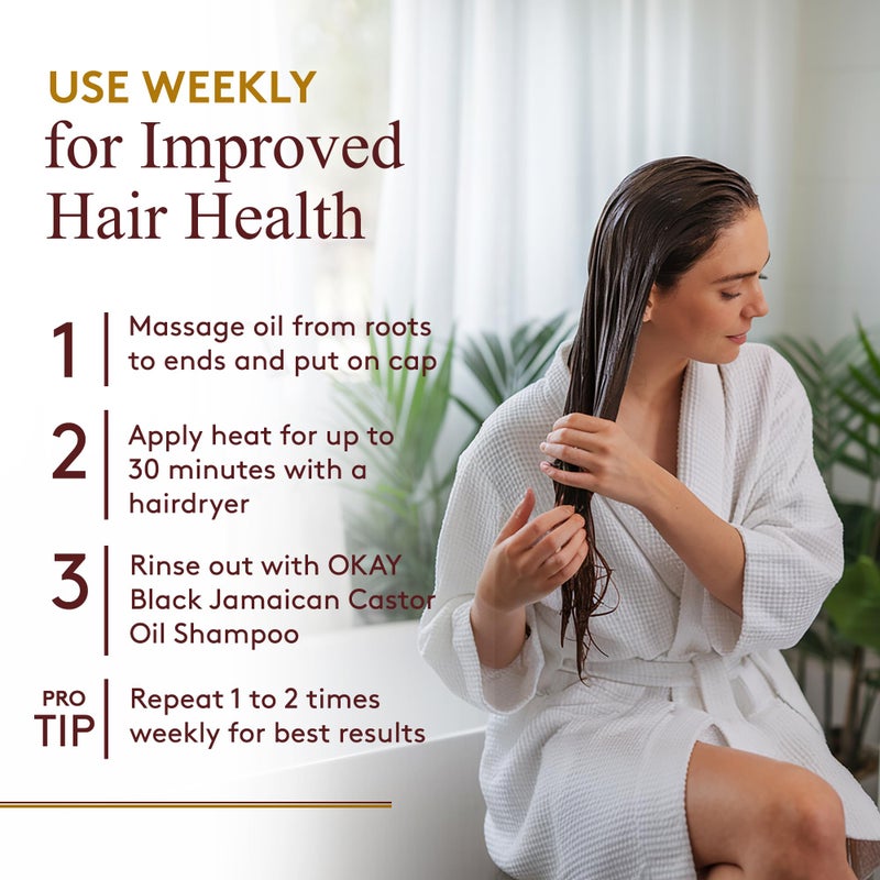 OKAY Pure Naturals Black Jamaican Castor Oil with Argan Oil - Castor for Hair Health, Moisture for Skin, Face, Scalp, Eyelashes, Eyebrows, for Men & Women - 4 Fl Oz Glass Bottle (1 Pack) - Image 5