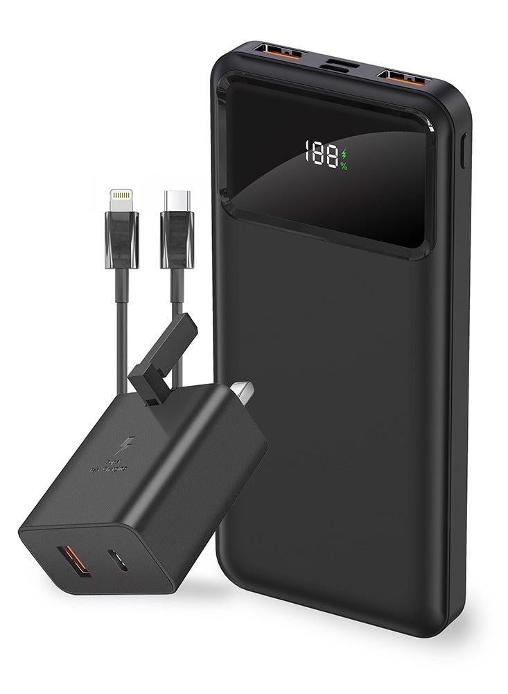 Trands 3 in 1 Charging Kit with 10000mAh Power Bank Dual USB and one Type-C Output, 20W Wall Charger and 20W USB-C to Lightning Cable - Image 1