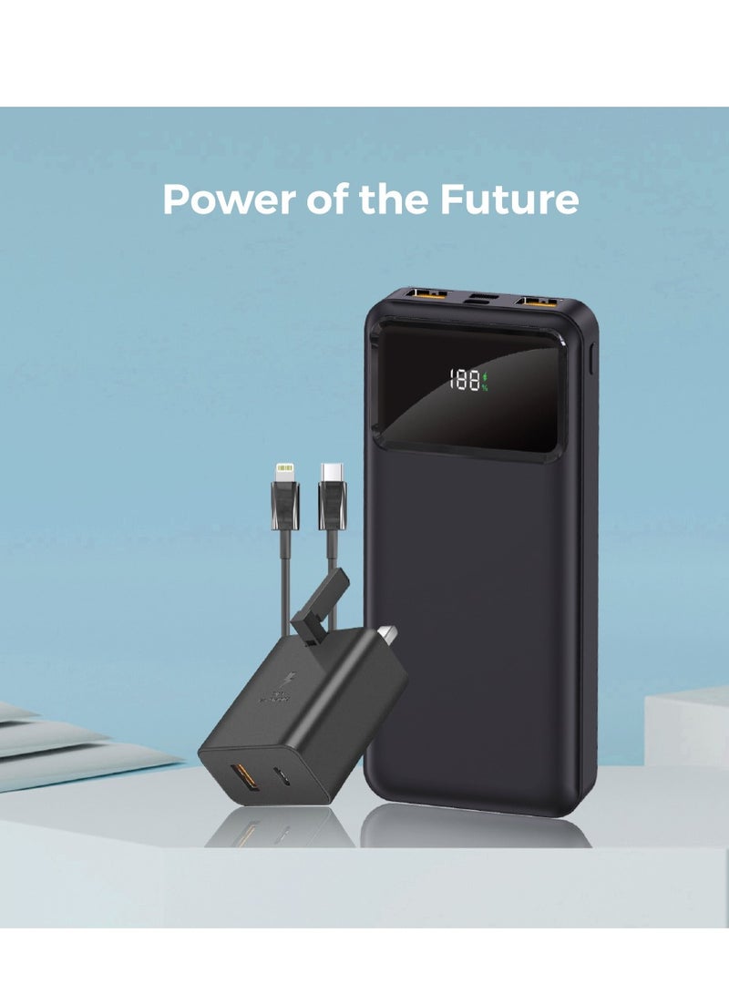 Trands 3 in 1 Charging Kit with 10000mAh Power Bank Dual USB and one Type-C Output, 20W Wall Charger and 20W USB-C to Lightning Cable - Image 5