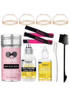Goiple Lace Wig Glue Kit Lace Front Glue Kit for Wigs, Strong Hold Glue for Wigs and Hair Systems Invisible Bonding, Wig Adhesive Hair Glue, Wig Remover, Hair Wax Stick, Edge Band, Razor & HD Wig Cap  - Image 1